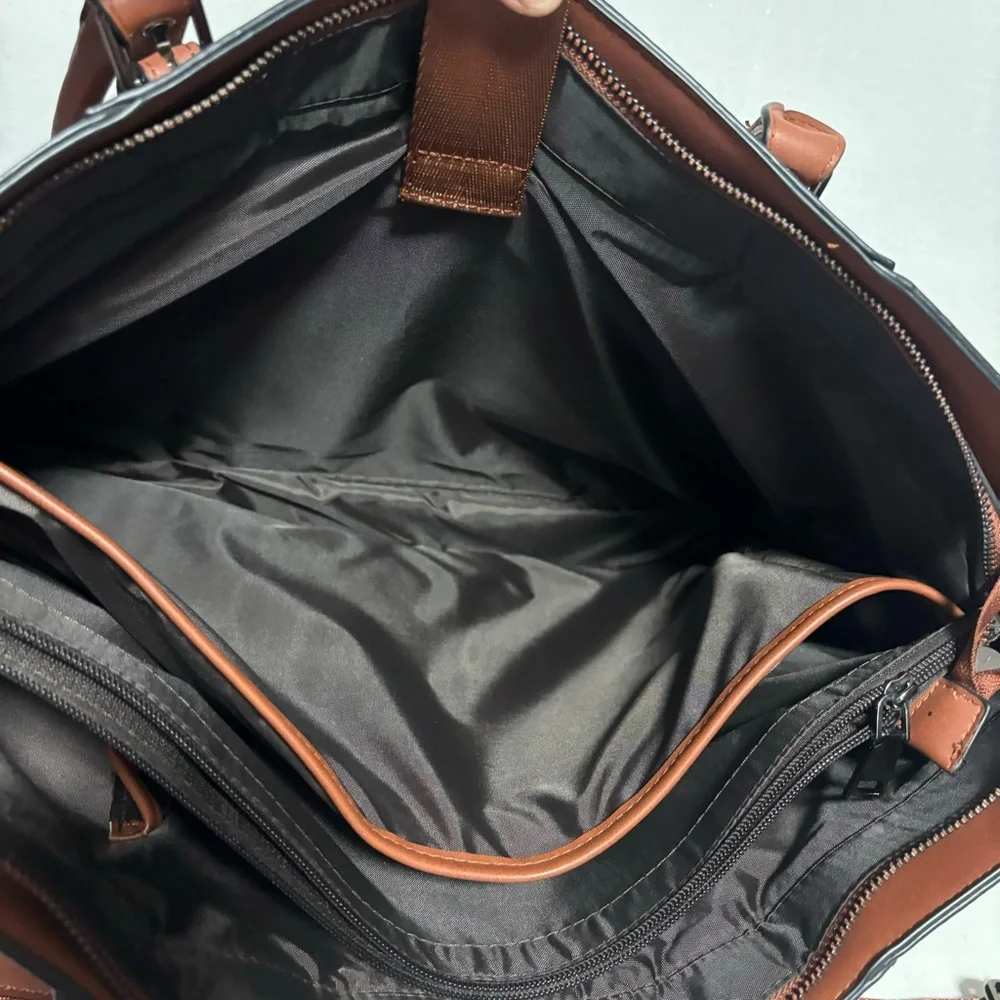 MOSISO Cognac 17” Laptop bag portfolio case satchel PU Leather CB Bag corpcore